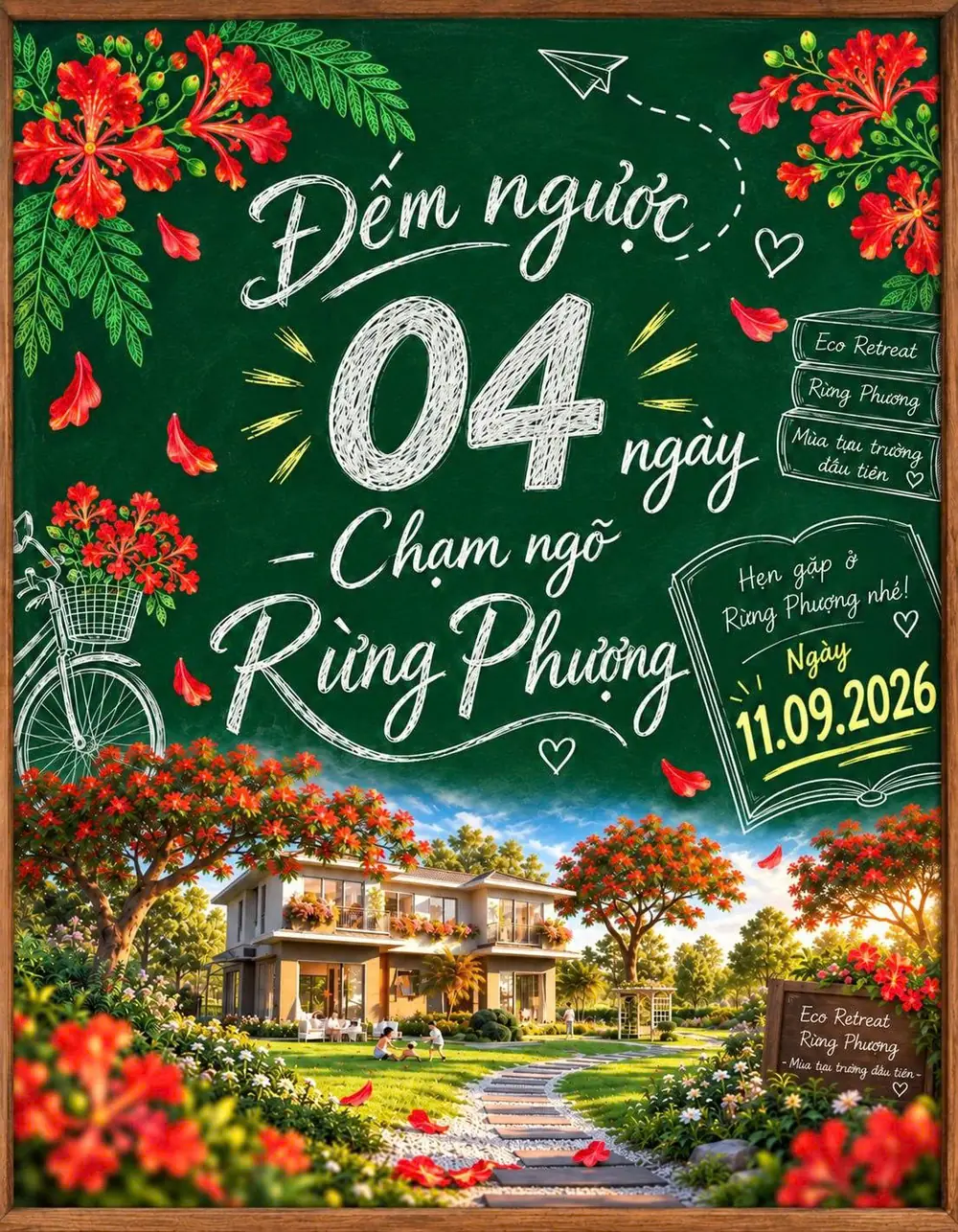 Thông báo đếm ngược ngày mở bán Eco Retreat Rừng Phượng 11/09/2026